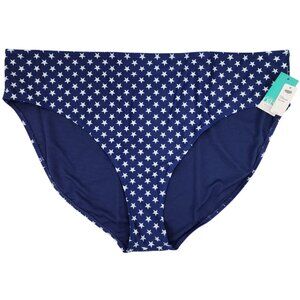 New Outdoor Oasis Womens Plus 3X Navy Blue Stars Beach Bikini Swim Suit Bottom